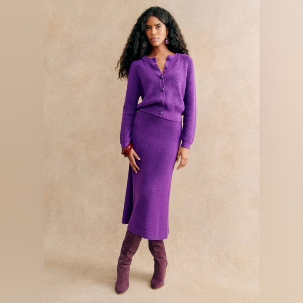 Sezane Purple Knit Skirt